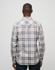 Cloud Flannel Plaid Button-Up
